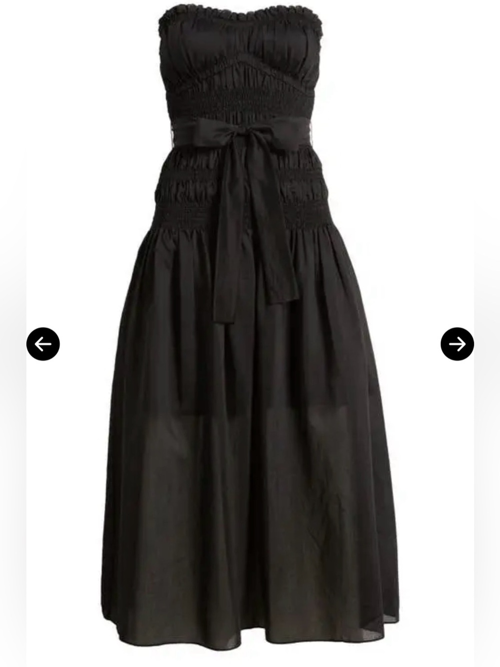 Moon River Smocked Strapless Black Midi Dress - Picture 6 of 15